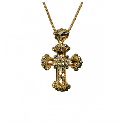 Collier Croix Gothique Rose et Or