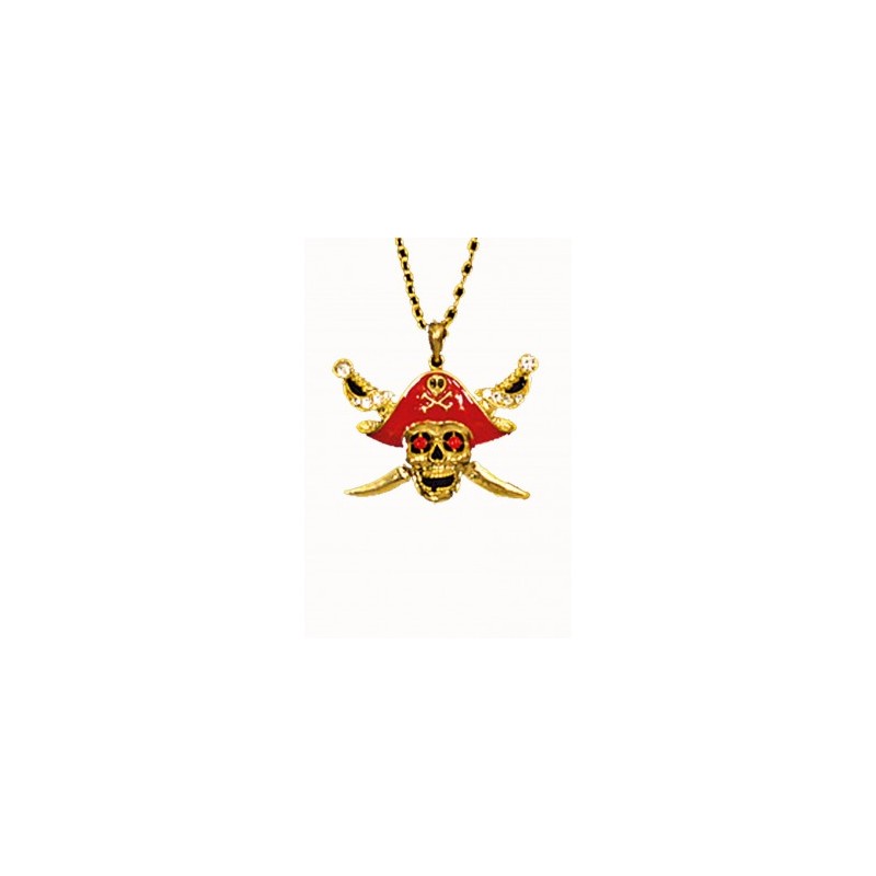 Collier Pirate Tete De Mort Or Specialiste Deguisements Et Accessoires Pour Carnaval Soiree Anniversaire