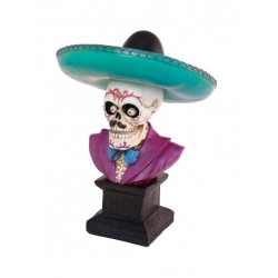 Buste de Squelette Mexicain En Résine Day Of Dead