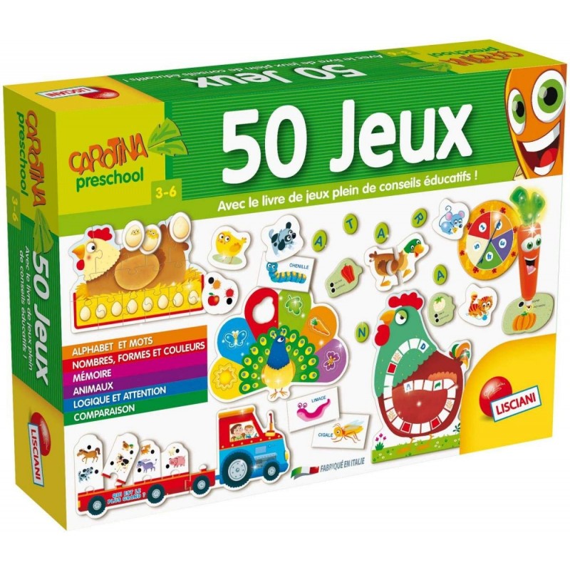 Coffret de jeux éducatif - LISCIANI GIOCHI - Carotina 50 jeux - Rouge -  Présence parentale - 3 ans et plus - Cdiscount Jeux - Jouets