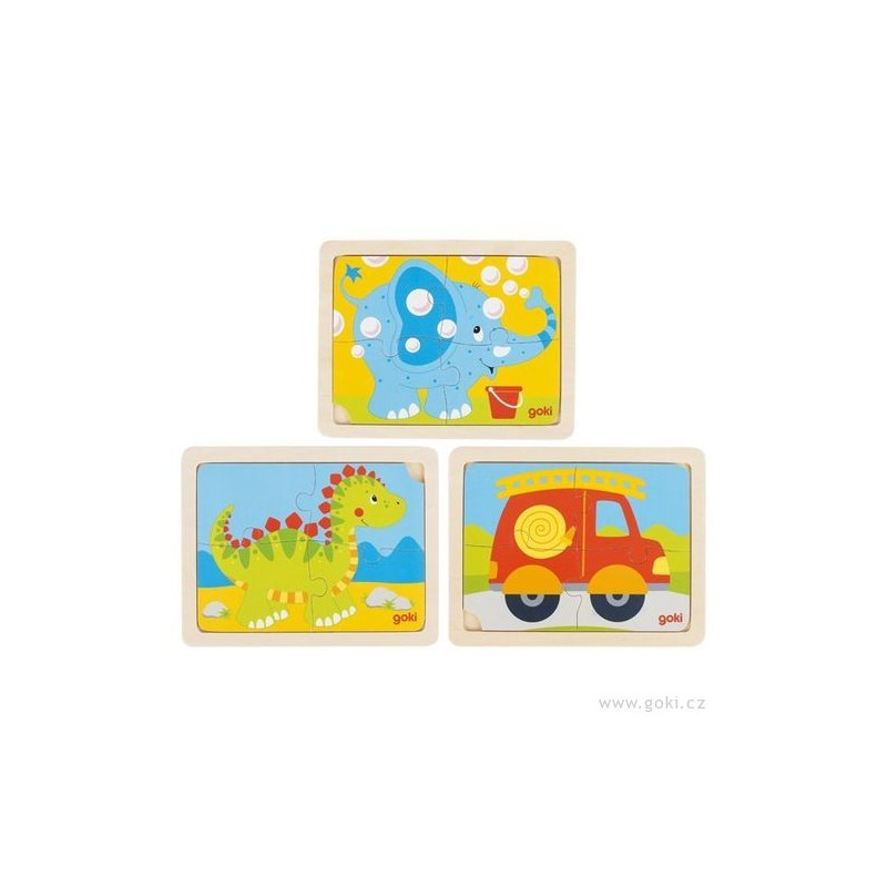 5 puzzle de 4 pieces en bois jouet bebe enfant pas cher 