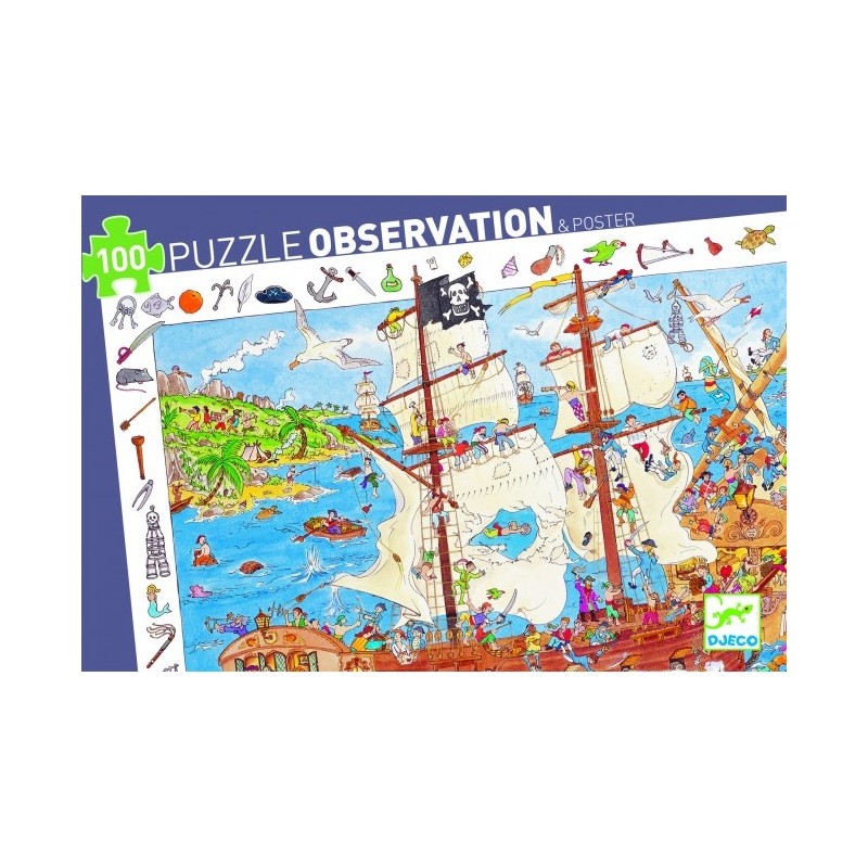 Puzzle d'Observation Les Pirates 100 Pièces - Djeco