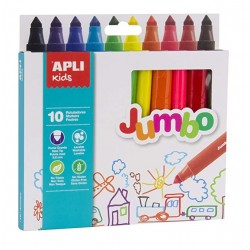 Feutres Jumbo Maxi Pointes 10 Pièces - Apli Kids