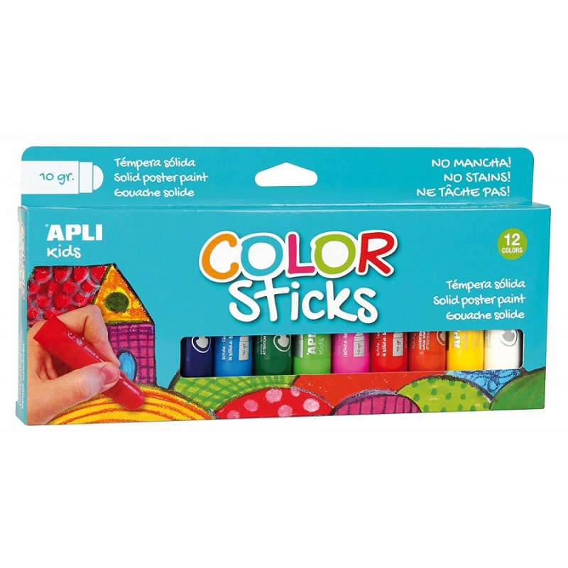 Tubes de Gouaches Solides 12 Crayons - Apli Kids 14228
