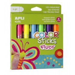 Tubes De Gouache Solide Couleurs Fluo 6 Crayons - Apli Kids 14404