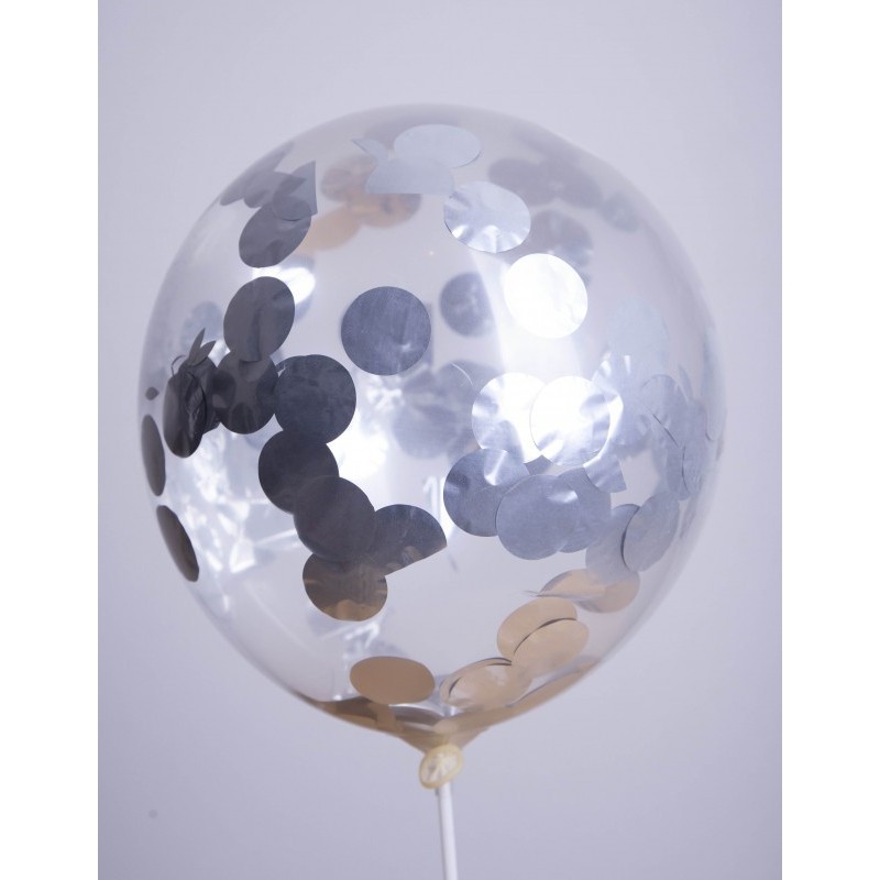 Ballons de Baudruche Confettis Argent 6 Pièces