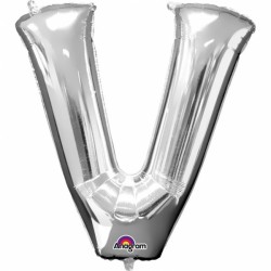 Ballon Lettre Métallique Géant Argent V