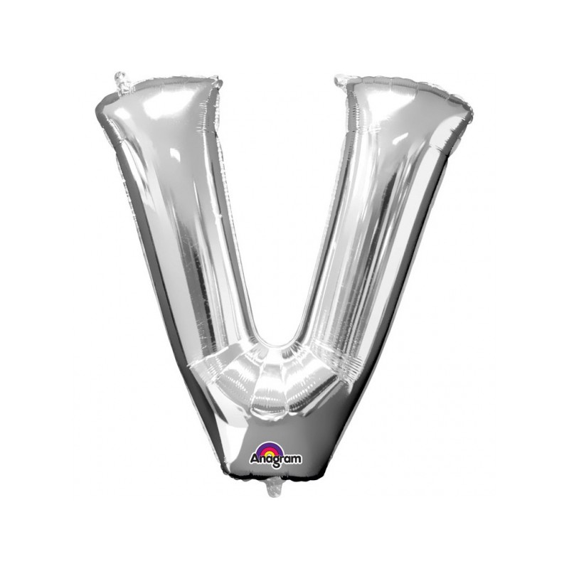 Ballon Lettre Métallique Géant Argent V