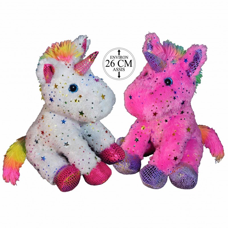 Peluche Licorne Assise Paillettes Etoiles