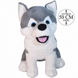 Peluche Chien Husky Assis 50cm