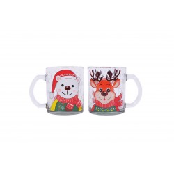 Mug de Noël en Verre Assortis, Fond Transparent