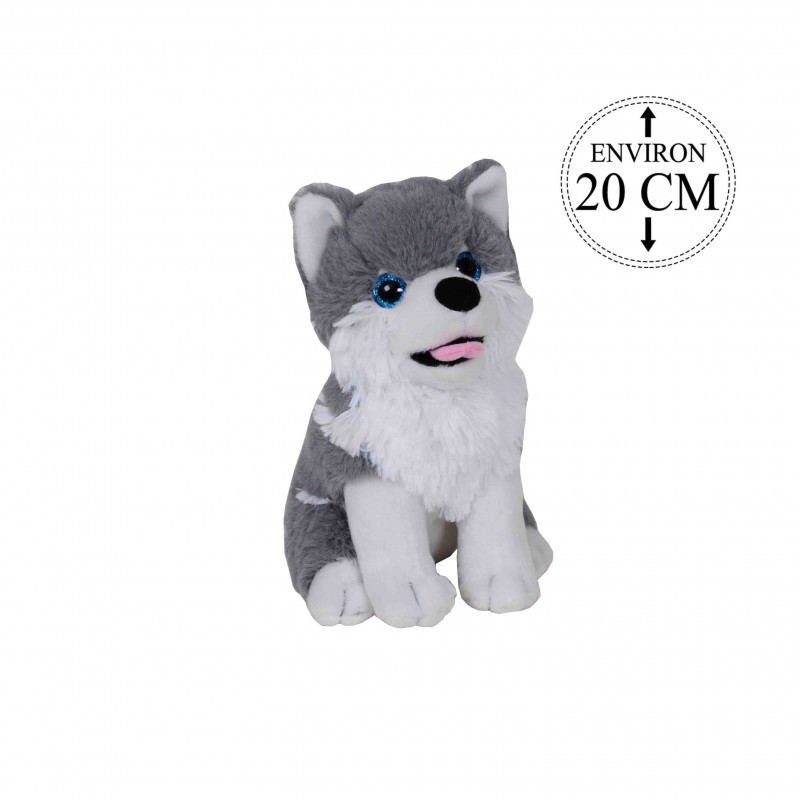 Peluche Chien Husky Assis 20cm