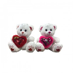 Peluche Ours Blanc Paillettes Avec Coeur Sequin