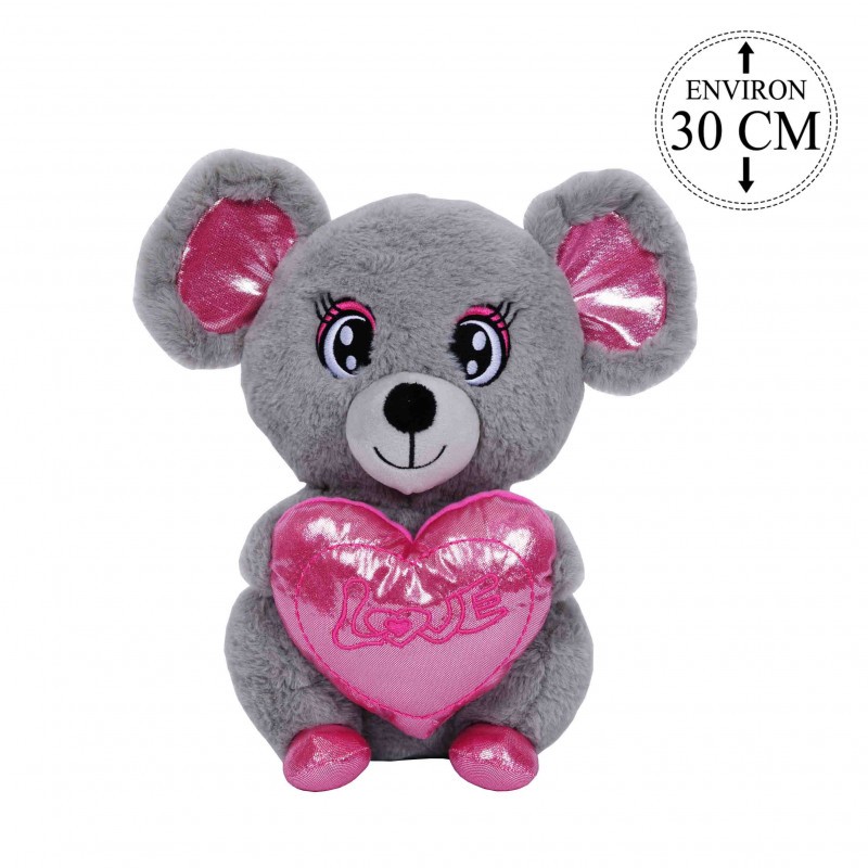 Peluche Souris Debout avec Coeur 30cm-Coti Jouets, grossiste en jouets et  peluches sur Dijon