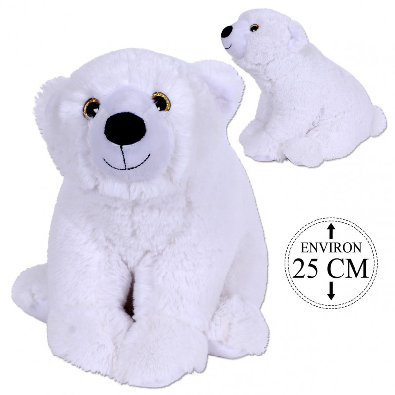 Peluche Ours Polaire Assis 25cm