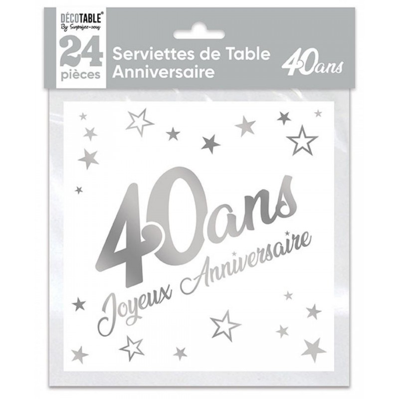 Decoration Anniversaire 40 ans Blanc et Or - Décorations Anniversaire