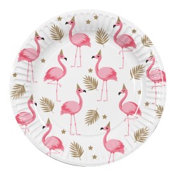 Assiette Jetable Flamant Rose