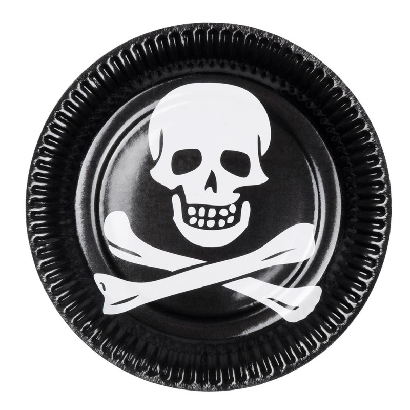 Assiettes Jetables Tête de Mort Pirate - Coti-Jouets Décoration et