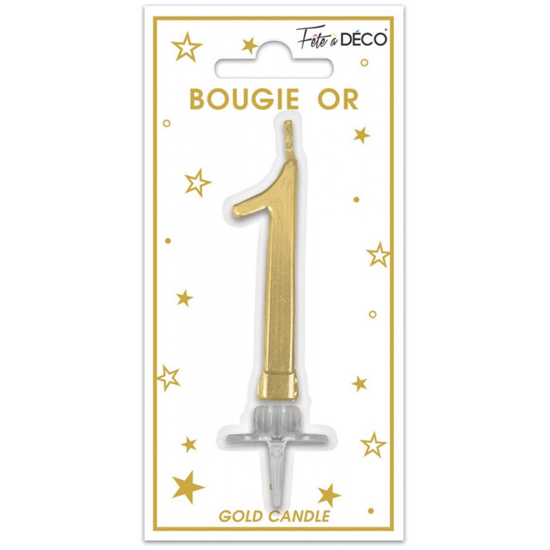 Bougie Anniversaire Chiffre 1 Or Métallique