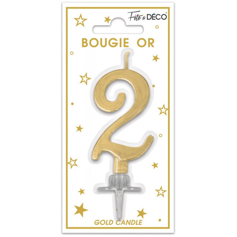 Bougie Anniversaire Chiffre 2 Or Métallique - Coti Jouets, spécialiste en  articles de fêtes pour anniversaire