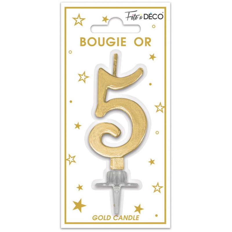 Bougie Anniversaire Chiffre 5 Or Métallique - Coti Jouets, spécialiste en  articles de fêtes pour anniversaire