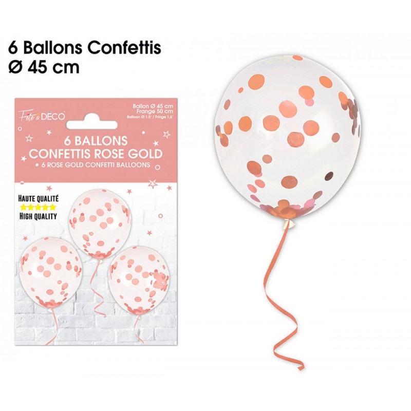 BALLON CONFETTIS OR - LOT DE 6