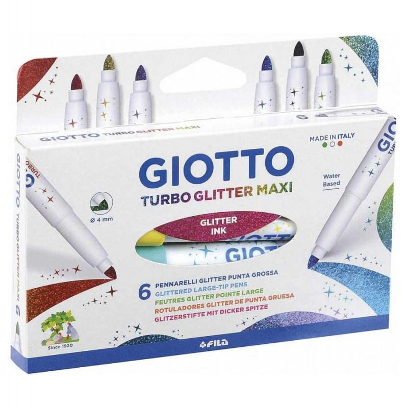 Feutres Turbo Glitter Maxi 6 Pièces - Giotto