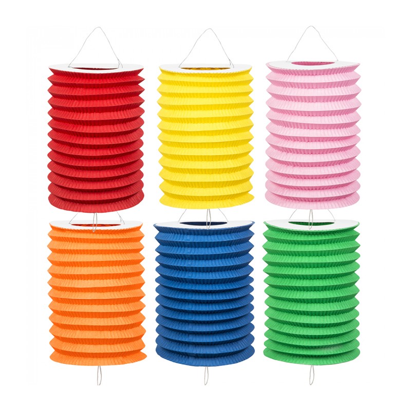 Lampions Cylindriques Couleurs Unies 12 Pièces