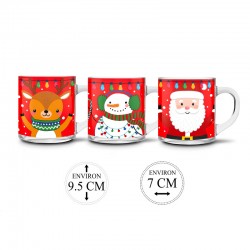 Mug de Noël en Verre Assortis, Fond Rouge