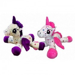 Peluche Licorne Couchée Paillettes Etoiles Avec Ailes