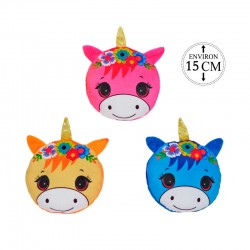 Peluche Ronde Tête de Licorne 15cm