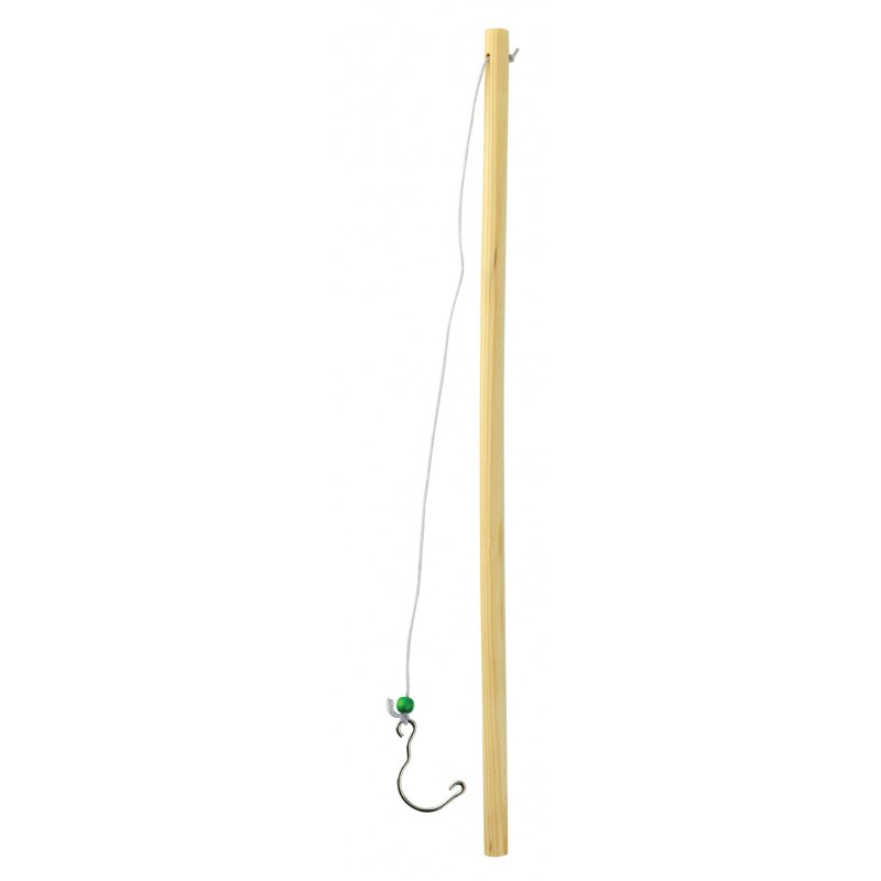 Canne à pêche en bois avec crochet résistante pour jeux pêche à la ligne  poisson
