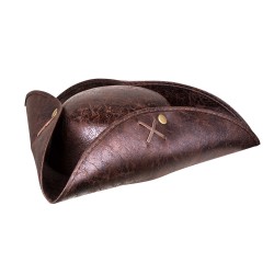 Chapeau Tricorne de Pirate Aspect Cuir Marron