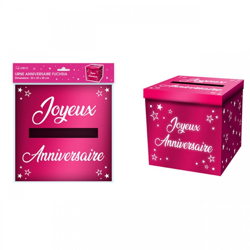 Urne Joyeux Anniversaire Rose Fuchsia Métallique