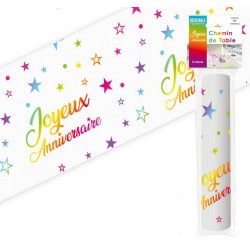 Chemin de Table Joyeux Anniversaire Multicolore