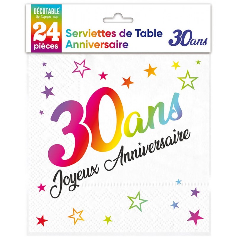 Serviette Anniversaire 30 ans - Serviette Papier 30 ans