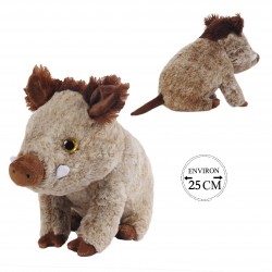 Peluche Sanglier Assis 25cm