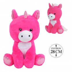 Peluche Licorne Rose Assise 28cm