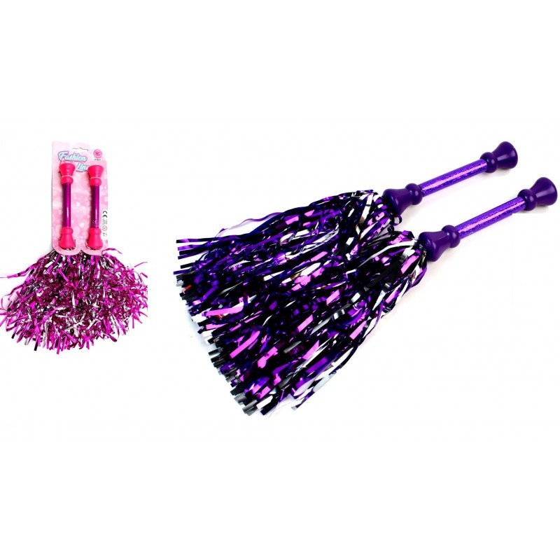 paire de pompons pom pom girl avec poignée violet métal – J2F Shop