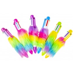 Stylo Bille 6 Couleurs Peluche Arc-en-Ciel