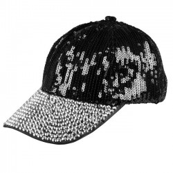 Casquette Bling Bling Strass et Sequins Noir