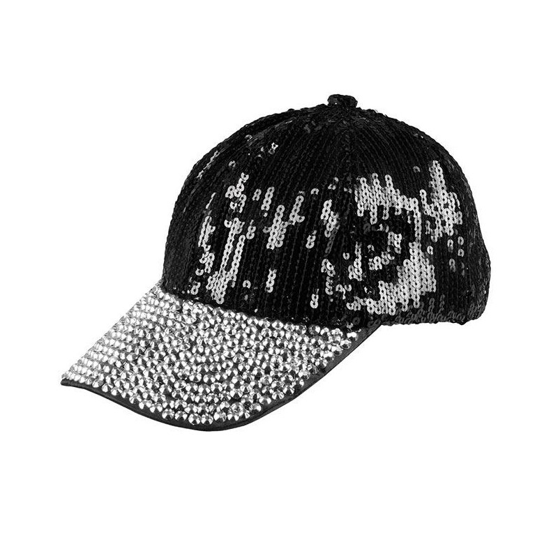 Casquette Bling Bling Strass et Sequins Noir