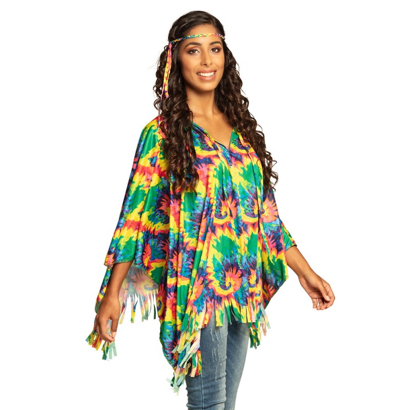 Poncho Femme Hippie avec Bandeau, Taille Unique