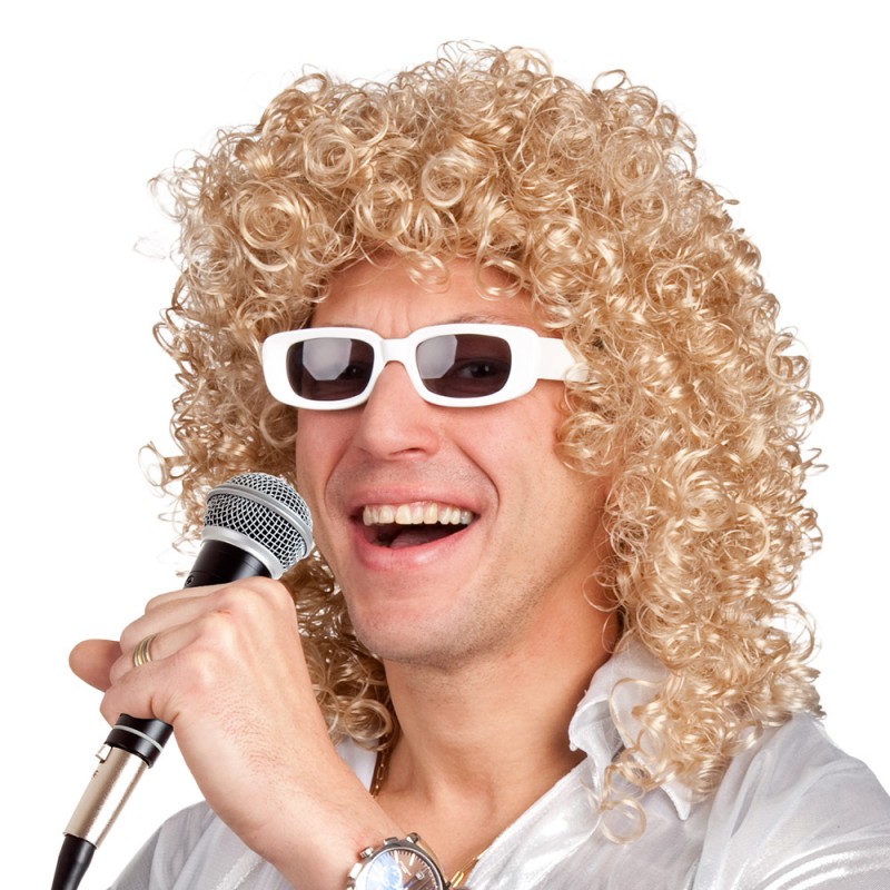 Perruque Bouclée Blonde Avec Lunettes Perruque Bouclée Blonde Avec Lunettes
