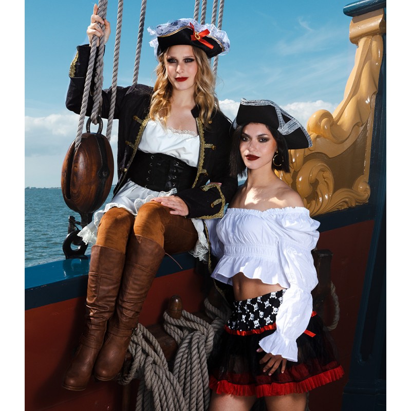 Unique Party Chapeau de Pirate-Accessoire de Fête, 12725, Noir