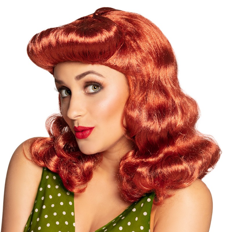 Perruque Mi-Longue Rousse Pin-Up