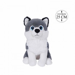 Peluche Chien Husky Assis 25cm