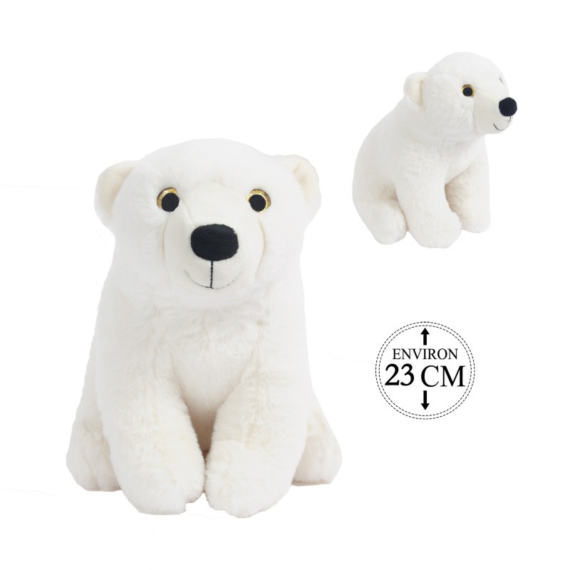 Peluche Ours Polaire Assis 23cm