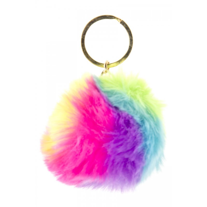 Porte Clés Boule Fourrure Multicolore