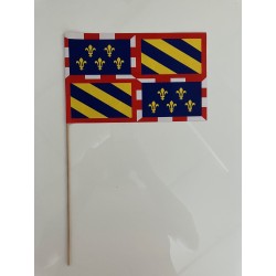 Drapeau Bourgogne 14 x 21cm avec Bâton